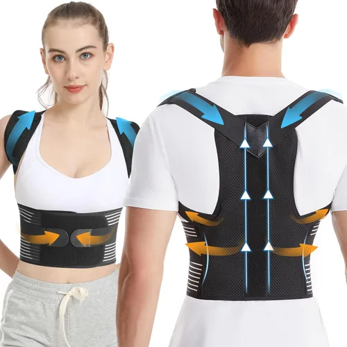 Corrector de postura de espalda para mujeres y hombres, enderezador de hombro, mejora la postura lumbar, soporte de espalda completa ajustable,