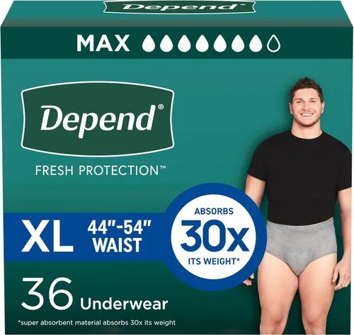 Vista 19 de Depend Fresh Protection - Pañales para adultos, ropa interior para incontinencia para hombres, desechables, máximo, pequeño/mediano, gris, 19