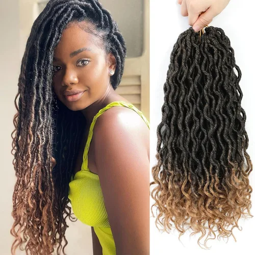 Vista 47 de Rastas de diosa de pelo de ganchillo de 18 pulgadas, 6 paquetes, pelo de ganchillo postizo previamente enrollado, pelo de ganchillo suave