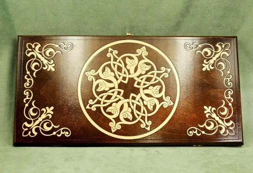 Vista 9 de WOODEN BACKGAMMON BOARD GAME Nardi Nardy checkers chess carving Engraving Ornament hand made gift wood, plywood table game