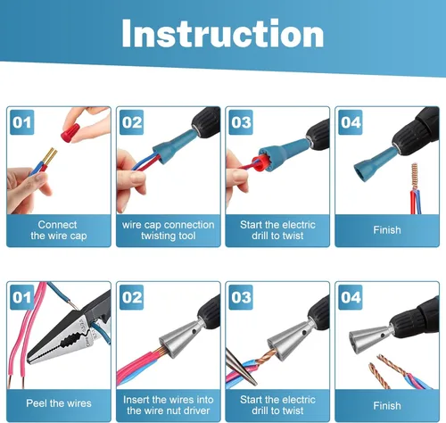 Vista 4 de Ywmoml Tuerca de Alambre Torcedora y Herramienta Torcedora de Alambre para Taladro, Enchufe de Conector de Giro y Torsión de Mandril de 1/4