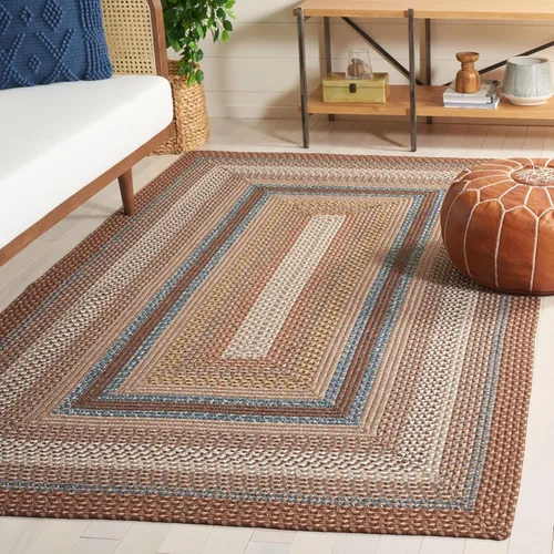 Vista 4 de Safavieh Braided Collection BRD313A tapete de lana hecho a mano color café, Algodón Marrón (Brown/Multi)