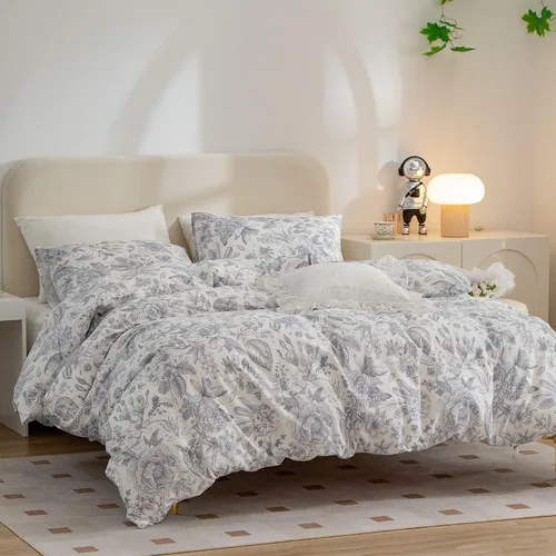 Vista 2 de Funda de edredón de algodón tamaño Twin con flores, 100% algodón suave, 3 piezas, juegos de ropa de cama florales para niñas, estilo vintage chic
