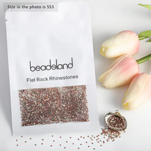 Vista 5 de Beadsland 1440 diamantes de imitación de cristal con parte trasera plana, gemas redondas, ámbar, SS3, 0.047-0.055 in