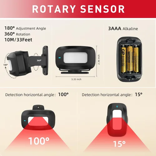Vista 8 de CallToU Alarma inalámbrica con sensor de movimiento, detector de alarma de movimiento para interiores, alarmas de cama para pacientes ancianos