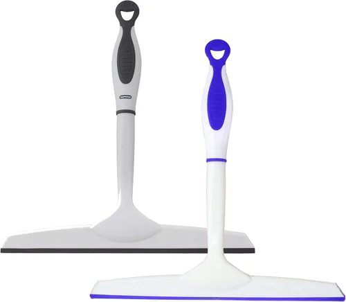 Vista 17 de Superio Escobilla de goma, paquete de 2, escobilla multiusos sin rayas, mango de agarre cómodo y gancho para colgar (azul, 6 pulgadas, 2 unidades)