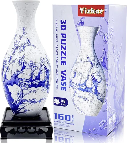 Vista 15 de Rompecabezas 3D para adultos, jarrón de rompecabezas para flores, florero de rompecabezas 3D de 160 piezas, manualidades para adultos, único
