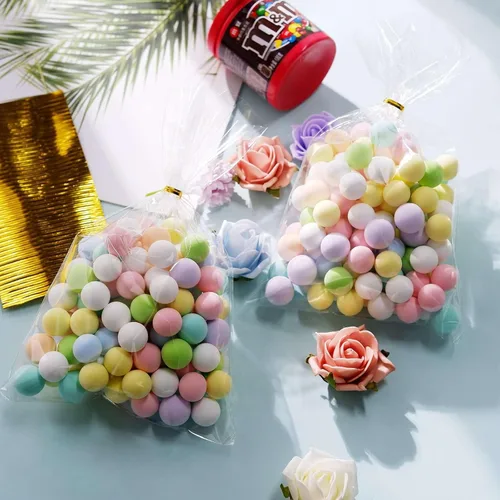 Efavormart - 100 bolsas de celofán transparente de 6 x 10 pulgadas con lazos metálicos dorados, bolsas de dulces para dulces, panadería, galletas