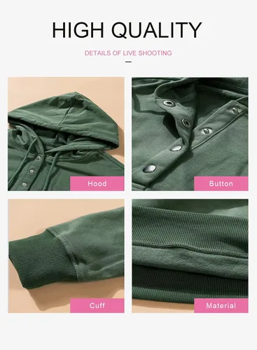 Vista 4 de Dokotoo - Sudaderas o camisas para mujer sin botones con capucha y cordón manga larga estilo casual