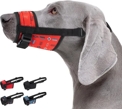 Vista 6 de CollarDirect Bozal para perro, diseño actualizado, ajustable, suave, transpirable, de nailon tribal, protector bucal para perros pequeños, medianos