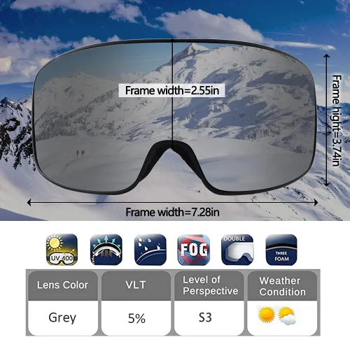 Vista 2 de OULAIQI Snow Goggles Ski Goggle for Man Women Frameless Motorcycle Snowboarding Goggles for Skiing Climbing Snowboarding
