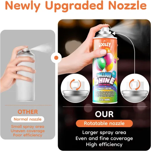 Vista 4 de LOOLEY Spray de Brillo para Globos con Aroma a Chicle, 15 fl.oz 168+ Hrs Spray para Globos de Brillo Ultra Duradero, Fórmula Impermeable y de Brillo