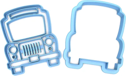 Sweet Prints Inc Set of 2 School Bus Front Cookie Cutter - Dishwasher Safe (X-Small - 2")