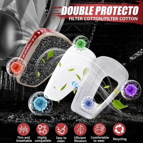 Vista 19 de Full face Respirator Mask - Gas Masks Survival Nuclear and Chemical with Activated Carbon Filter for Chemical Dust