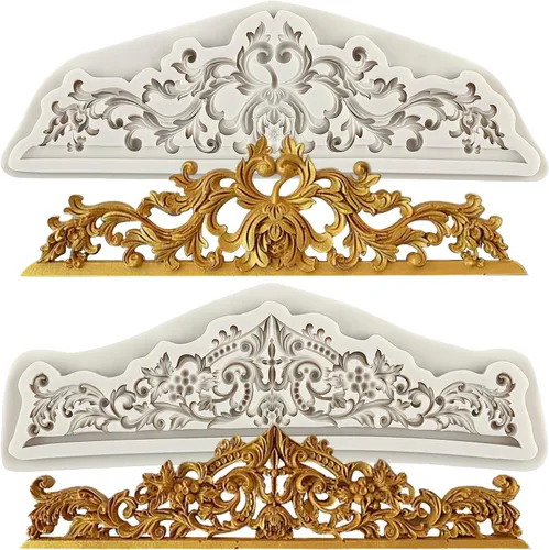 Vista 10 de Sijiangmold Moldes de silicona para fondant de encaje de estilo barroco, moldes de flores para decoración de pasteles, decoración de cupcakes, pasta