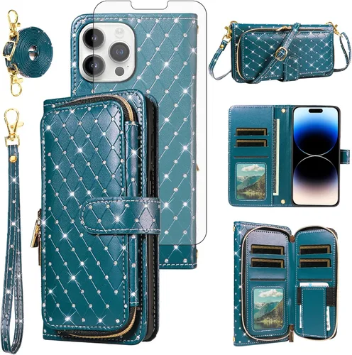 Vista 143 de Funda para teléfono iPhone 6 6S con cremallera y protector de pantalla con protector de pantalla, correa de cordón cruzado, ranura para iPhone 6 Six