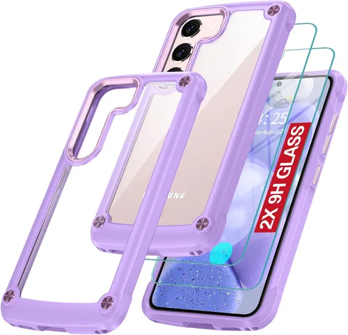 Vista 12 de Oterkin Funda transparente para Galaxy S23, antiamarilleo, protección militar de 10 pies, 2 protectores de pantalla de vidrio templado, 4 bolsas