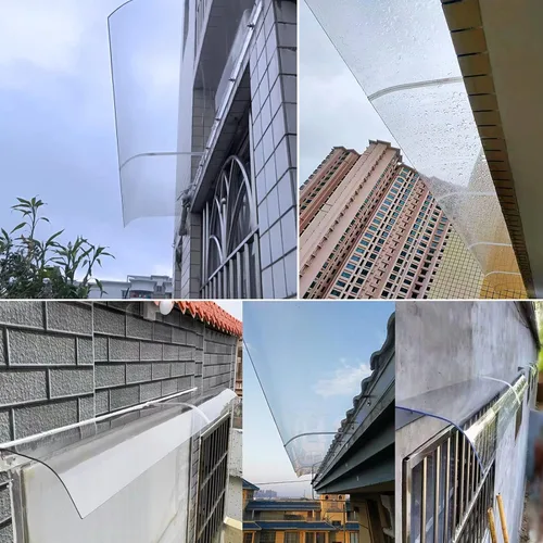 Vista 7 de Toldo para ventana de patio, toldo invisible para puerta delantera, protección contra la lluvia y la nieve, refugio moderno de policarbonato