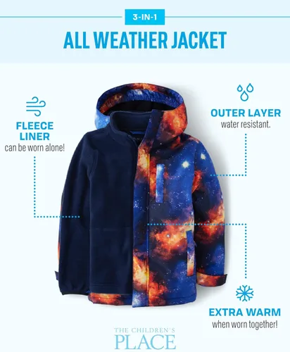 Vista 5 de The Children's Place Baby Boys' and Toddler Heavy 3 in 1 Winter Jacket, Wind Water-Resistant Shell, Fleece Inner