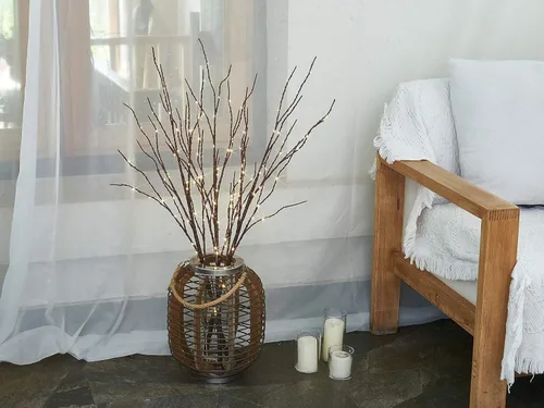 Vista 8 de LITBLOOM - Ramas de sauce marrón iluminadas, de 30 pulgadas, 150 luces LED con enchufe, temporizador y regulador; luces de ramas de árbol con luces