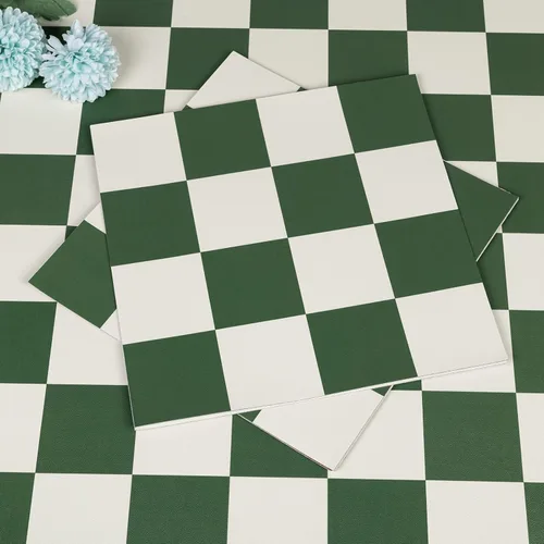 Vista 10 de Azulejos de piso de despegar y pegar: 10 piezas de 11.81 * 11.81 pulgadas, piso de vinilo impermeable, adhesivo autoadhesivo para Negro y blanco