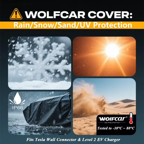 Vista 6 de WOLFCAR - Cubierta de cargador para Tesla para conector de pared y cargador de nivel 2, Oxford 420D impermeable y resistente al viento con correas