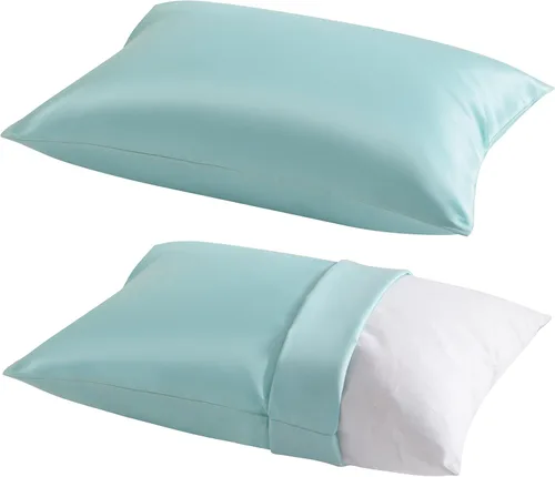 NTBAY Paquete de 2 almohadas con fundas de almohada de algodón egipcio, relleno alternativo de algodón suave de 13 x 18 pulgadas, almohadas sobre
