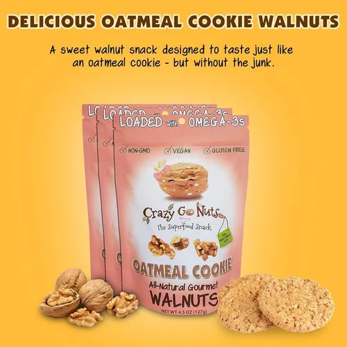 Vista 5 de Crazy Go Nuts - Galletas de avena con nueces glaseadas, aperitivos saludables, veganas, sin gluten, superalimentos, natural, sin OMG, ALA, ácidos