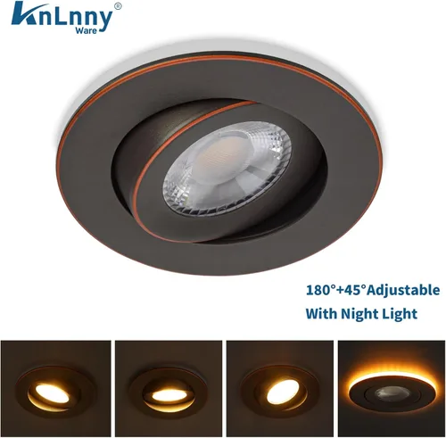 Vista 3 de KnLnny Ware Iluminación Empotrada de Bronce Frotado con Aceite de 4 Pulgadas con Luz Nocturna, Paquete de 6, Luces LED Cardán con Caja