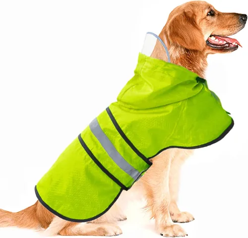 Vista 8 de Impermeable para Perros Resistente al Agua Reflectante - Poncho Ligero Transpirable con Capucha Abrigo Chaqueta de Lluvia con Correa Ajustable