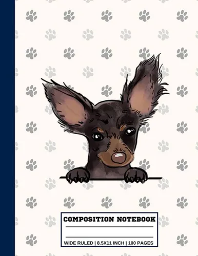 Russian Toy Terrier Dog Composition Notebook Wide Ruled Journal Diary Notebook Wide-Ruled For Dog Lover, Kids, Teens, and Adults 100 Pages 8.5x11 in