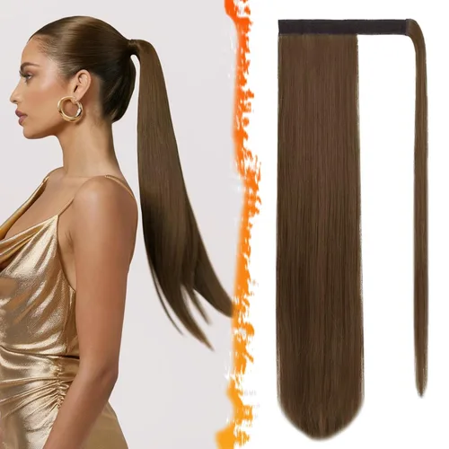 Vista 63 de BARSDAR Extensión de Cola de Caballo Corta y Recta - Extensiones de Cabello de Cola de Caballo con Cordón de 14 Pulgadas en Negro para Mujeres
