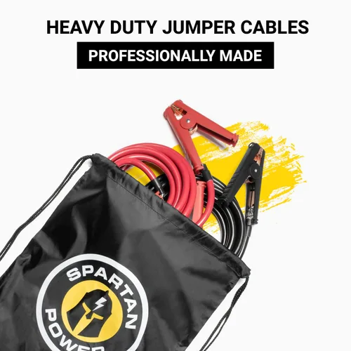 Vista 3 de Spartan Power - Cables de puente de servicio pesado con clips de cocodrilo, cable de alambre de cobre 100% puro, cable de batería de polos positivo