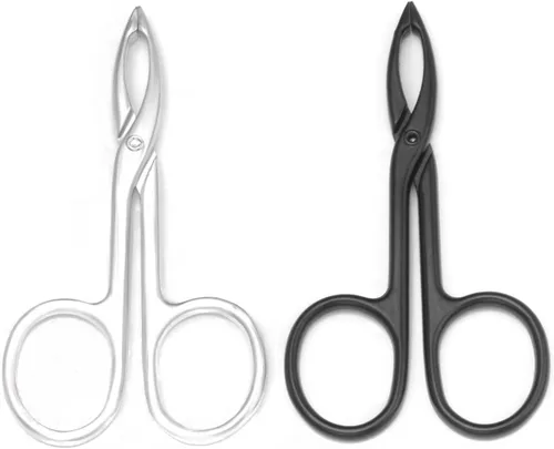 Vista 6 de 2 pinzas con mango de tijera, punta recta, pinzas para cejas en forma de tijera, para quitar el pelo, cuidado facial de las cejas (negro)