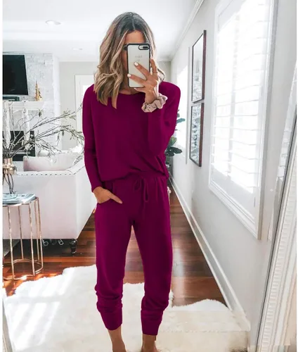 Vista 2 de PRETTYGARDEN - Conjunto de dos piezas para mujer, manga larga, cuello redondo, sudadera y pantalones deportivos largos