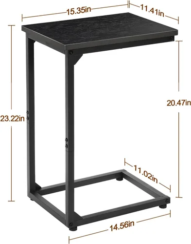 Vista 3 de AMHANCIBLE Mesa auxiliar en forma de C, mesas de sofá que se deslizan debajo, bandeja de TV, mesa de aperitivos para sofá, mesa lateral pequeña