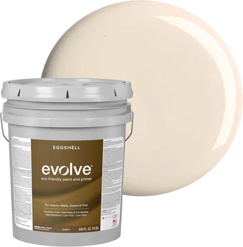 Vista 41 de EVOLVE Pintura e imprimación para interiores, cáscara de huevo (blanco alabastro), 1 galón, cobertura de una capa, excelente oculto, bajo contenido