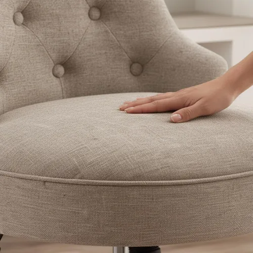 Vista 9 de HUIMO - Silla de oficina en casa, silla giratoria tapizada sin brazos con ruedas Beige