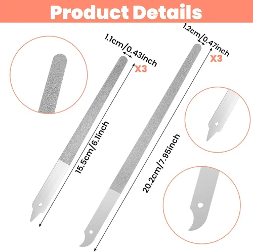 Vista 2 de 6 limas de uñas de diamante, lima de uñas Diamond Deb de doble cara con punta curva y afilada para uñas naturales, herramientas de manicura