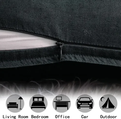 Vista 121 de Jeanerlor Funda de almohada decorativa de lino y algodón sólido de 18 x 18 pulgadas con cremallera, funda de cojín europea, funda de almohada