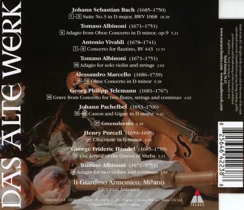 Vista 2 de Música Baroccaobras maestras barrocas por JS Bach, Albinoni, Vivaldi, Marcello, Telemann, Pachelbel, Purcell, Handel