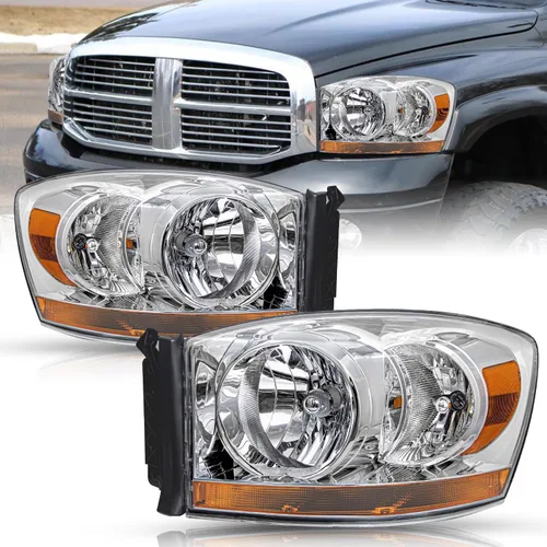 Vista 17 de TUSDAR Juego de Ensamblaje de Faros Compatible con Dodge Ram 1500 2006-2008/Dodge Ram 2500/3500 2006-2009 Pickup Lado del Conductor y Pasajero