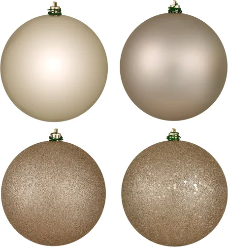 Vista 30 de Vickerman Adorno de bola de oro antiguo de 6 pulgadas con 4 acabados, 4 por caja