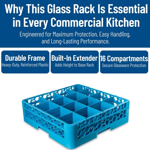 Vista 3 de Carlisle FoodService Products Opticlean - Estante para vasos de 16 compartimentos con 1 extensor para cocinas y restaurantes, plástico, 19.875 x