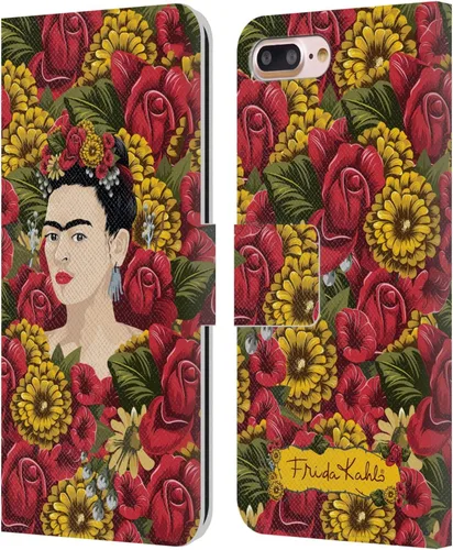 Vista 82 de Head Case Designs Funda con licencia oficial de Frida Kahlo Portrait Red Florals - Funda de piel tipo cartera compatible con Apple iPhone 14 Pro