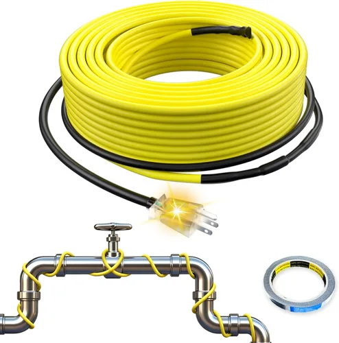 Vista 10 de Cinta térmica de 2 pies para tuberías de agua Cable de calefacción de techo y canaletas con enchufe iluminado de 6 pies