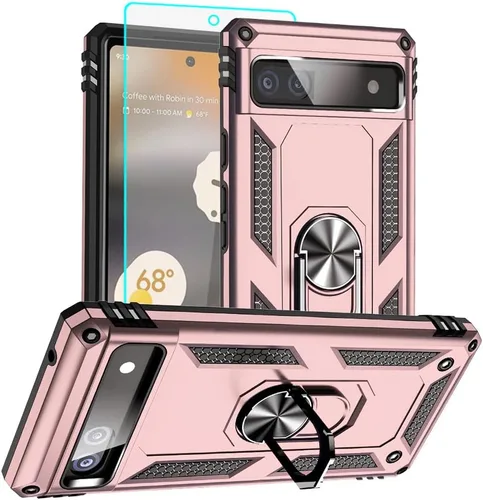 Vista 29 de Funda para Pixel 6a, Google Pixel 6A con protector de pantalla HD, [grado militar de 16 pies probada en caídas], anillo protector a prueba de golpes