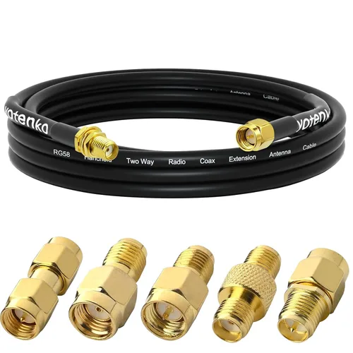 Vista 20 de Cable de Extensión de Antena SMA 3 pies 1 m SMA Macho a SMA Hembra RG58 Cable de Puente Coaxial Baja Pérdida para Reubicación de Router 4G LTE ADS-B