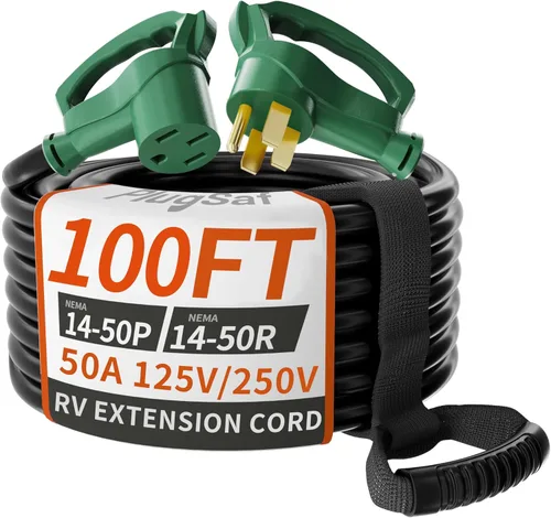 Vista 9 de PlugSaf NEMA 14-50P/14-50R 3 pies 50 Amp cable de extensión RV/EV para exteriores con mango de agarre, cable de alimentación RV STW flexible de 4