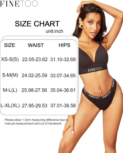 Vista 4 de FINETOO Tangas de algodón para mujer, transpirables, elásticas, hipster, sexy, de cintura alta, ropa interior S-XL
